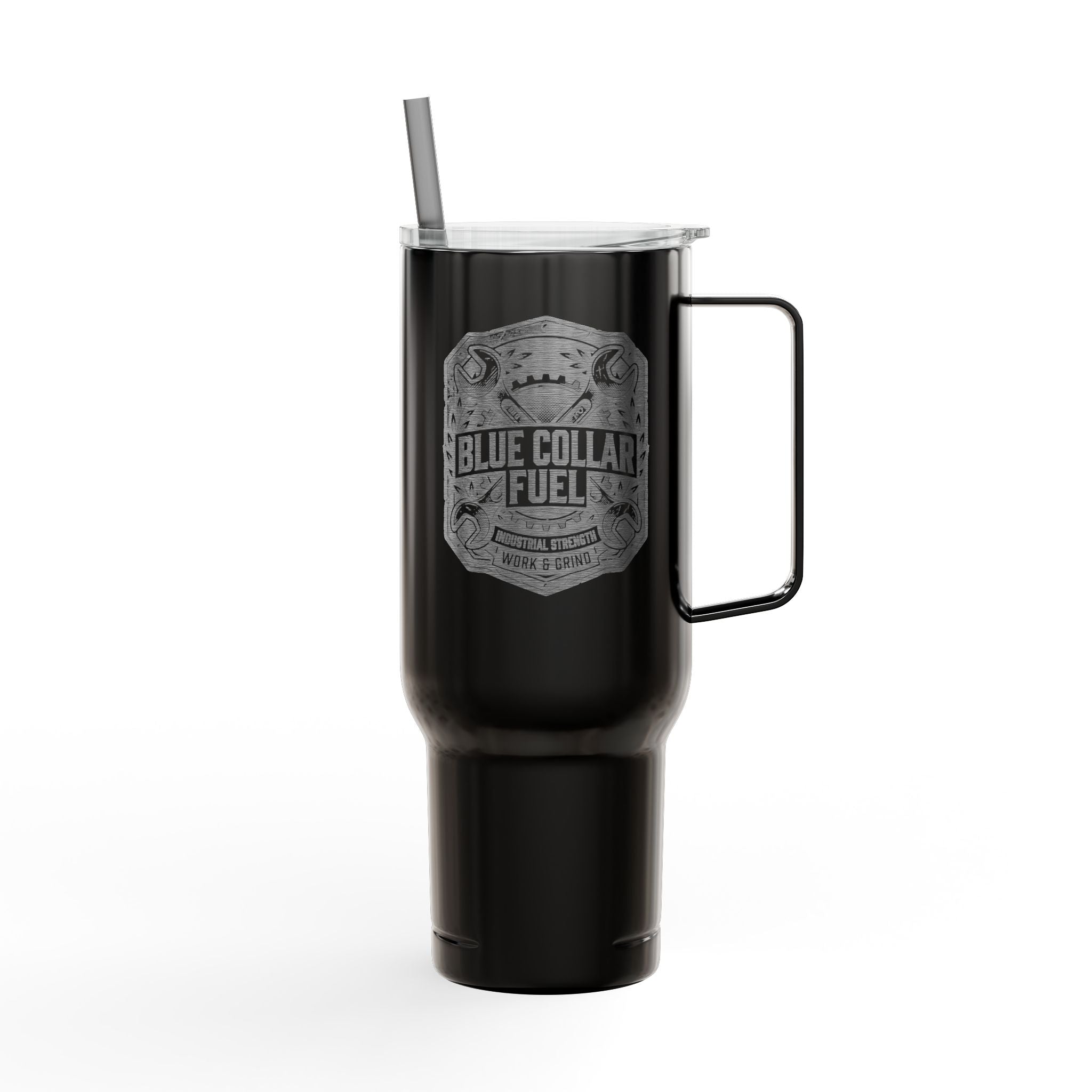 40oz Engraved Tumbler — "Blue Collar Fuel" Insulated Travel Mug