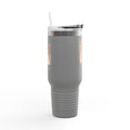 40oz Insulated Travel Mug — "Tired Mom" Leopard Design, Large Stainless Steel Tumbler for Coffee & Tea