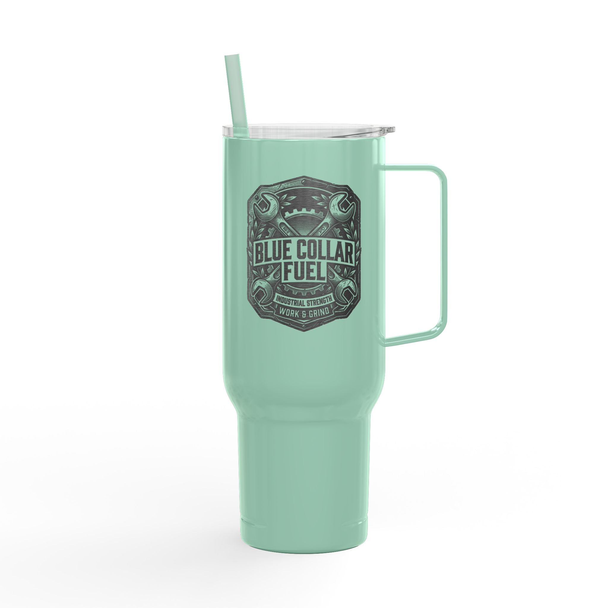 40oz Engraved Tumbler — "Blue Collar Fuel" Insulated Travel Mug