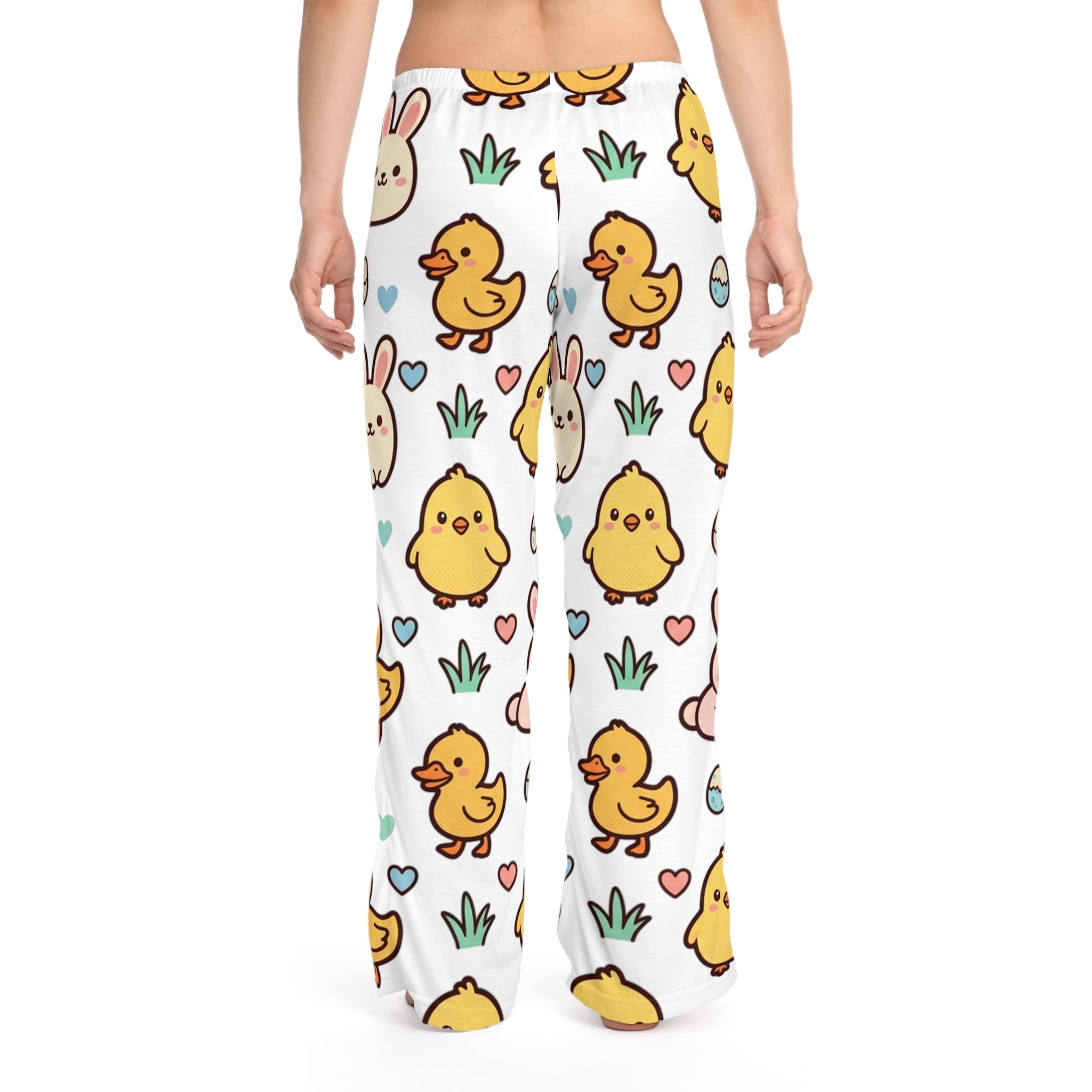 Cute Chick & Bunny Women's Pajama Pants — Easter Cotton-Feel Lounge Sleepwear