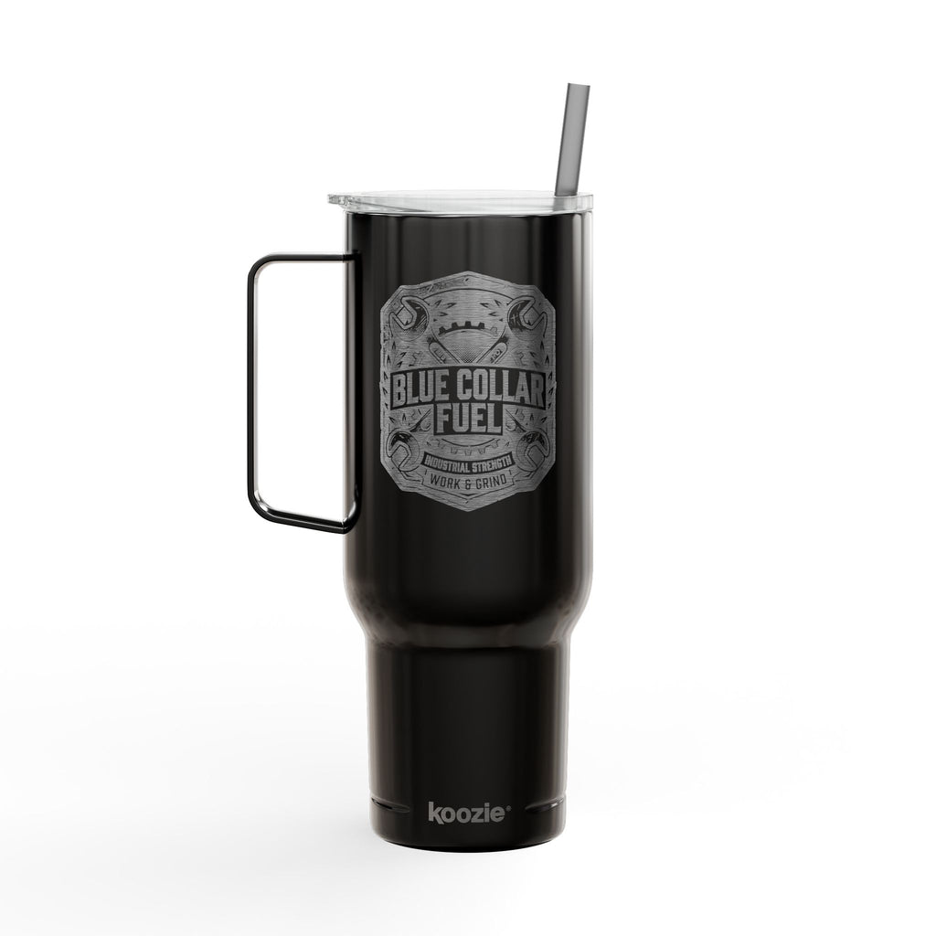 40oz Engraved Tumbler — "Blue Collar Fuel" Insulated Travel Mug