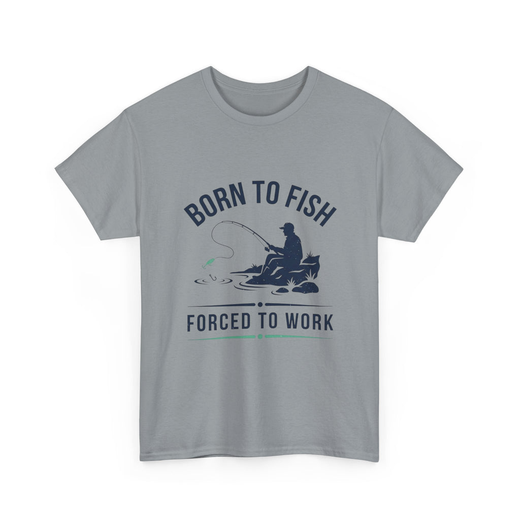 Born to fish, forced to work Men's Cotton Tshirt