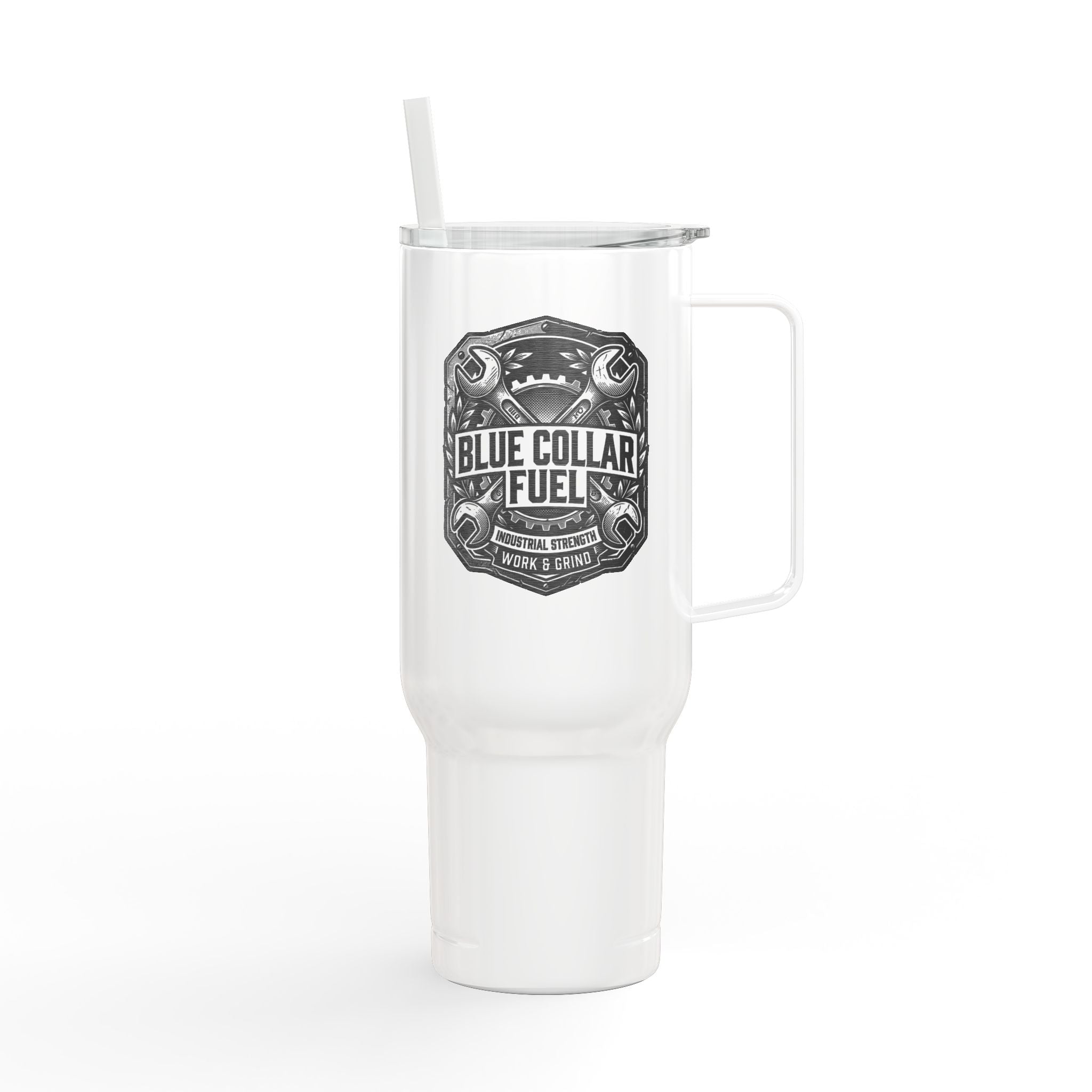 40oz Engraved Tumbler — "Blue Collar Fuel" Insulated Travel Mug