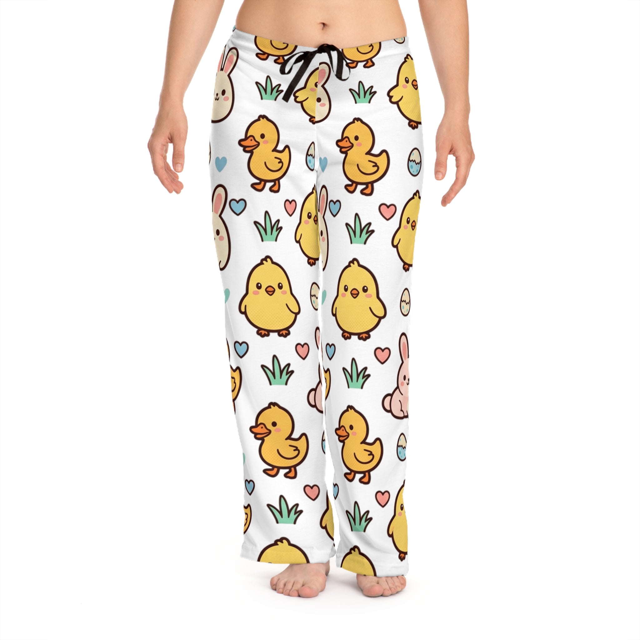 Cute Chick & Bunny Women's Pajama Pants — Easter Cotton-Feel Lounge Sleepwear