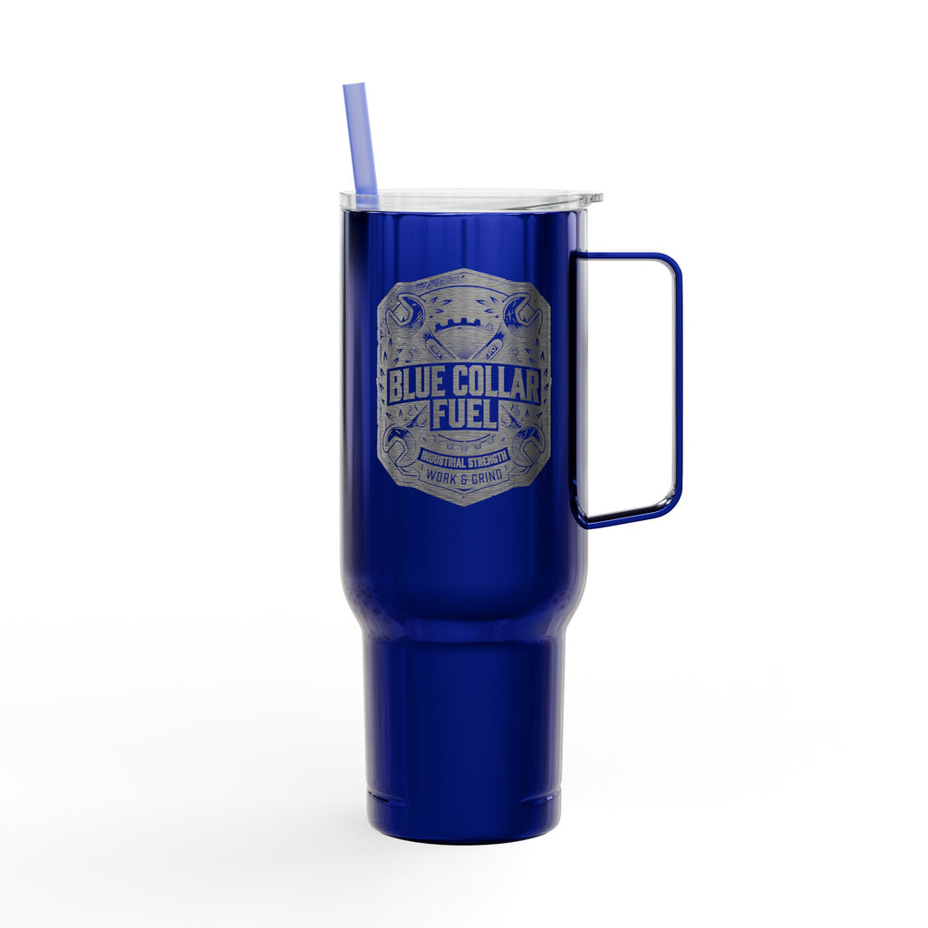 40oz Engraved Tumbler — "Blue Collar Fuel" Insulated Travel Mug