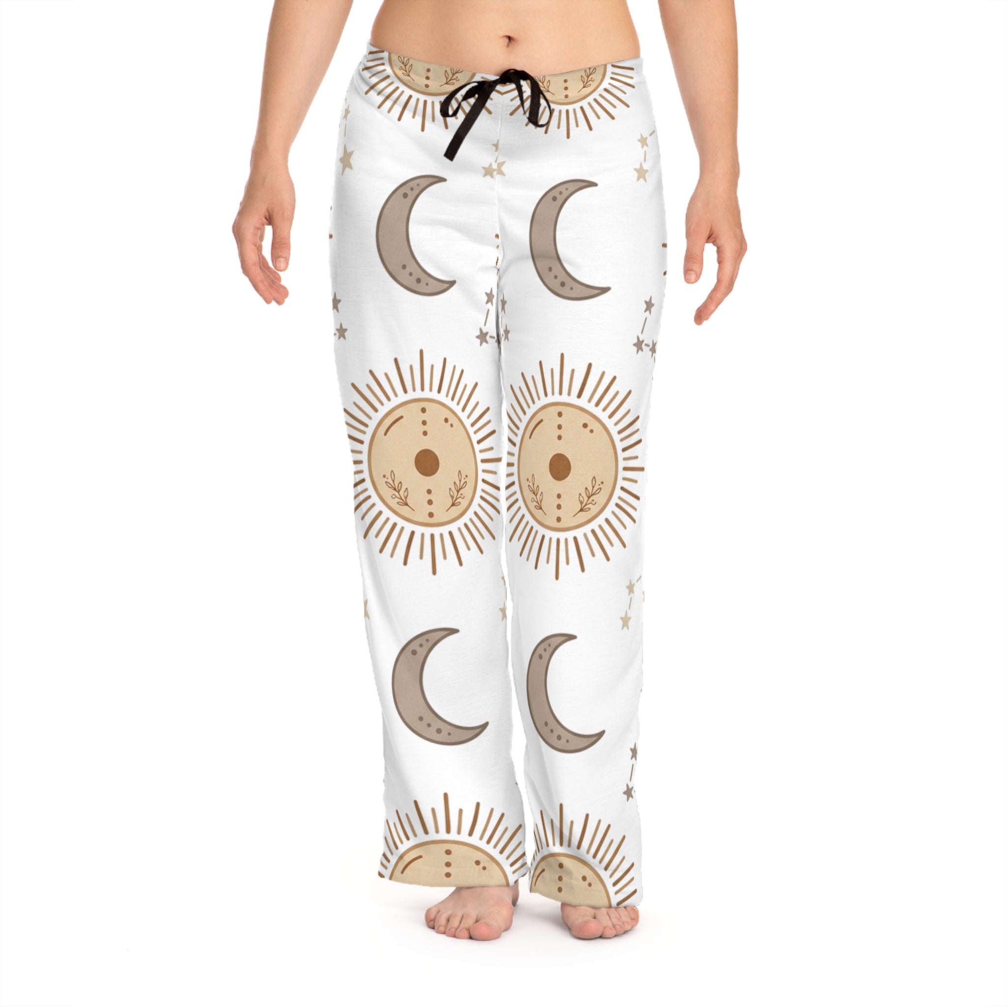 Celestial Sun & Moon Women's Pajama Pants — Cozy Boho Sleepwear
