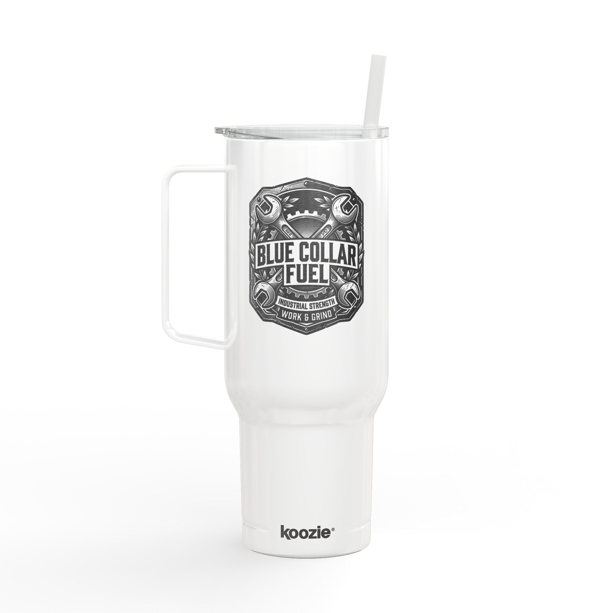 40oz Engraved Tumbler — "Blue Collar Fuel" Insulated Travel Mug